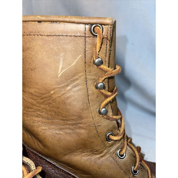 Justin Vintage Boots Size 8.5B Two Tone Brown Made In USA - Picture 2 of 10